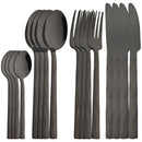 Axyaa 16-Piece Black Stainless Steel Cutlery Set for Western Dining