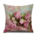 Axyaa Pastoral Floral Cushion Cover: Elegant Linen Home Decor for Sofa, Square Flower Pillow