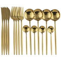 Axyaa Luxury Black Stainless Steel Cutlery Set - 16 Piece Tableware Dinnerware Kitchen Flatware