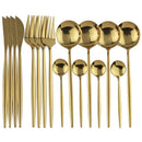 Axyaa Luxury Black Stainless Steel Cutlery Set - 16 Piece Tableware Dinnerware Kitchen Flatware
