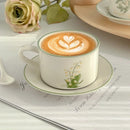 Axyaa Floral Ceramic Mug and Saucer Set - Coffee Afternoon Tea Cup & Dessert Plate