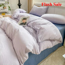 Axyaa Solid Color Cotton 4-Piece Set: Mattress, Bed Sheet, Quilt Cover - Super Soft