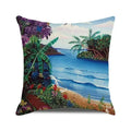 Blue Tropical Cushion Cover by Axyaa: Relaxing Beach Scene Decor for Sofa, Bedroom, Car