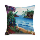 Blue Tropical Cushion Cover by Axyaa: Relaxing Beach Scene Decor for Sofa, Bedroom, Car