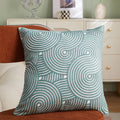 Axyaa Fern Leaves Embroidery Pillow Cover 45x45cm Blue Yellow Grey Square Decor