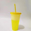 Axyaa Color Changing Plastic Tumbler Set for Iced Coffee, 710ml with Lid & Straw