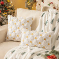Axyaa Soft Plush Faux Fur Christmas Tree Pillow Cover for Winter Holiday Decor
