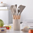 Axyaa 12-Piece Silicone Utensils Set with Wooden Handles for Non-Stick Cooking