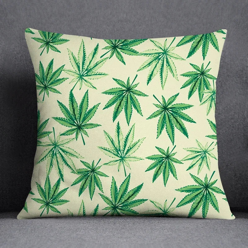 Axyaa Green Leaf Theme Pillowcase - Decorative Polyester Home Decoration 45*45cm
