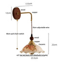 Axyaa Ceramic LED Wall Light Copper Pull Chain Modern Bedside Lamp