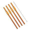 Axyaa Glass Drinking Straw Set with Brush - 4Pcs Smoothies Cocktails Bar Accessories