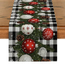 Axyaa Christmas Ball Fir Snow Table Runner for Home Decor & Parties