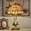 Axyaa Modern Brass Table Lamp LED Tiffany Shell Decor Retro Copper Desk Light