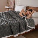 Axyaa Striped Taffeta Velvet Blanket: Soft, Warm Double-sided Plush Throw for Home & Office
