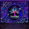 Axyaa Psychedelic Tree of Life Fluorescent Tapestry UV Wall Hanging