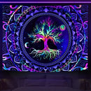 Axyaa Psychedelic Tree of Life Fluorescent Tapestry UV Wall Hanging