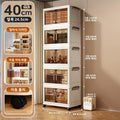 Axyaa 5-Layer Folding Storage Cabinet with Wheels, Large Capacity Organizer
