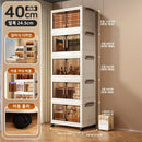 Axyaa 5-Layer Folding Storage Cabinet with Wheels, Large Capacity Organizer