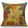 Axyaa Art Nouveau Mucha Gallery Cushion Cover - Beautiful Girl Pattern Linen Pillowcase