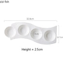 Axyaa White Ceramic 4-Grid Snack Bowl Set for Creative Tableware and Molecular Cuisine