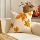 Axyaa Fall Pumpkin Maple Leaf Polyester Cushion Cover Halloween Pillowcase