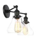 Axyaa Glass Black LED Wall Sconce 2 Heads Vintage Bedroom Bathroom Light