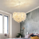 Axyaa Feather Round LED Chandelier for Modern Living Spaces
