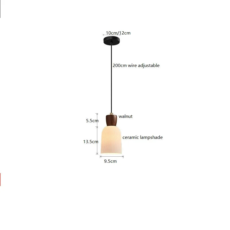 Axyaa Walnut Ceramic Nordic LED Pendant Lights - Japanese Style Modern Hanging Lamp