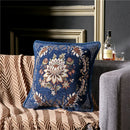 Axyaa European Mirror Floral Jacquard Pillow Case in Brown, Ivory & Blue