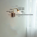 Axyaa White Glass LED Wall Light Hallway Fixture with Walnut Wood & Brass Switch