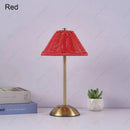 Axyaa Rattan Umbrella Lamp: Rechargeable LED Desk Light for Home, Hotel, and Dining Area