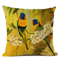Axyaa Elegant Floral Bird Pattern Linen Cushion Cover 45x45cm for Living Room Sofa