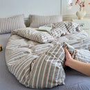 Axyaa Luxury Cotton Stripe Duvet Cover Set - Yarn-Dyed Bedding Set