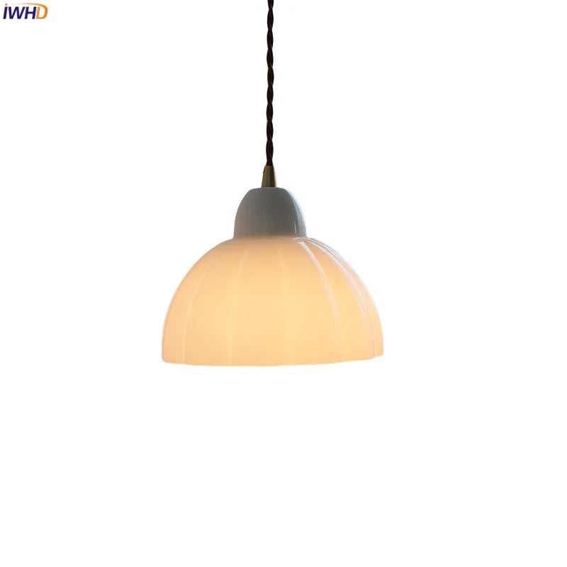 Axyaa White Glass LED Pendant Light for Home Decor and Lighting Ambiance