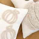 Axyaa Plush Pumpkin Embroidered Cotton Pillow Cover for Halloween Decor