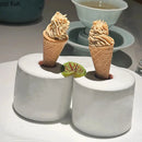 Axyaa White Ceramic Dessert Cone Holder for Sweet Snacks and Sushi