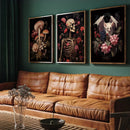 Axyaa Dark Gothic Mushroom Skull Bat Canvas Wall Art Set