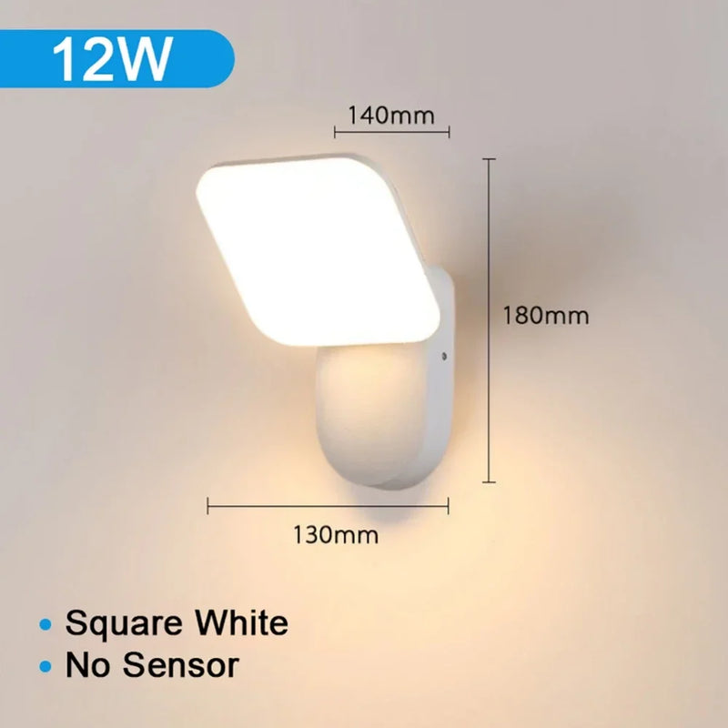 Axyaa 12W Outdoor Wall Lamp - Motion Sensor LED Aluminum Sconce, Waterproof IP65