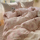 Axyaa Princess Lace Bed 4-Piece Set with Floral Cloud Design