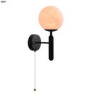 Axyaa Modern Black Iron LED Wall Light with Pull Chain Switch & White Glass