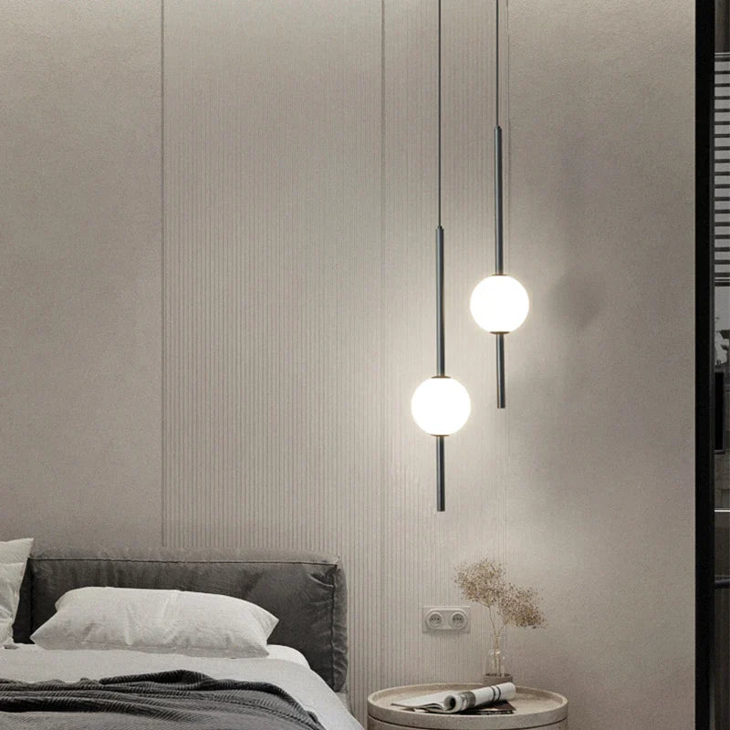 Axya Glass Ball Pendant Lights: Nordic Style Chandeliers for Dining Room, Bedroom, and Bar