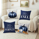 Axyaa Velvet Pumpkin Pillow Covers - Harvest Blue Gray, Thanksgiving Decor, Soft & Comfortable