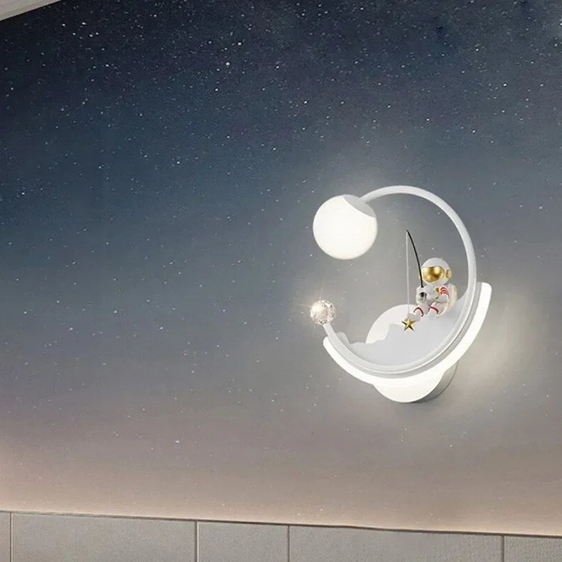 Axyaa Astronaut Star Moon LED Wall Lamps for Children's Room