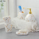 Axya Gold Marble Ceramic Bathroom Set - 7pcs