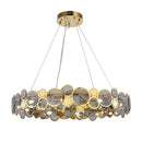 Gold Crystal Chandelier Ring Pendant LED Lamp for Luxe Living Room by Axyaa