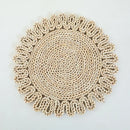 Rattan Straw Wall Hanging Decor by Axyaa - Handmade Round Frame Ornament & Table Mat