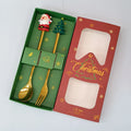 Axyaa Stainless Steel Christmas Tree Elk Head Spoon Fork Set