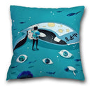 Axyaa Teal Blue Astronaut Pillowcase - Sea World Theme Sofa Cover