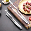 Axyaa Stainless Steel Long Handle Food Tongs - Non-Slip BBQ Steak Kitchen Tool