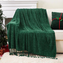 Axyaa Chenille Throw Blanket Fringe Tassels Soft Cozy Knit Sofa Christmas Decor